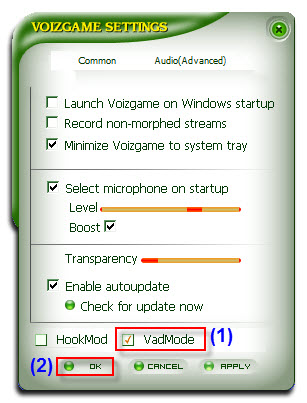 Fig 02: Switch to VAD mode